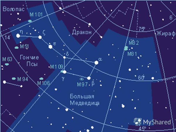 Созвездие большой медведицы на карте звездного неба