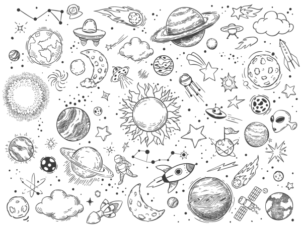 Звёздное небо рисунок карандашом