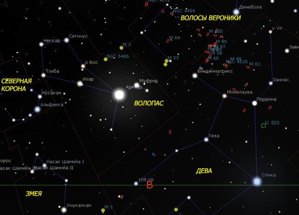 Волосы Вероники Созвездие на звездной карте
