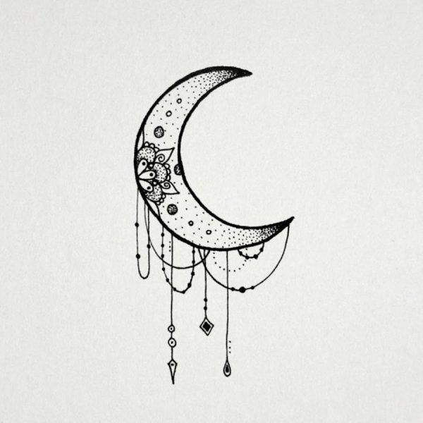 Полумесяц карандашом