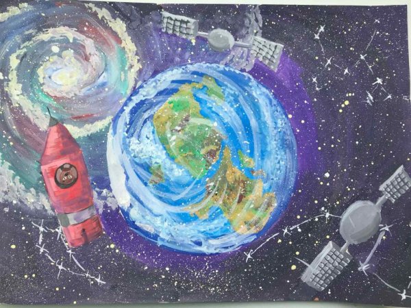 Детские рисунки на тему космос