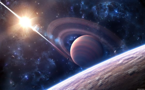 Звездное небо с планетами