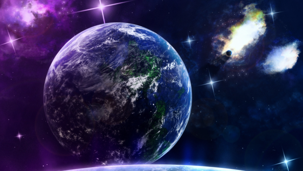 Планета земля и солнце