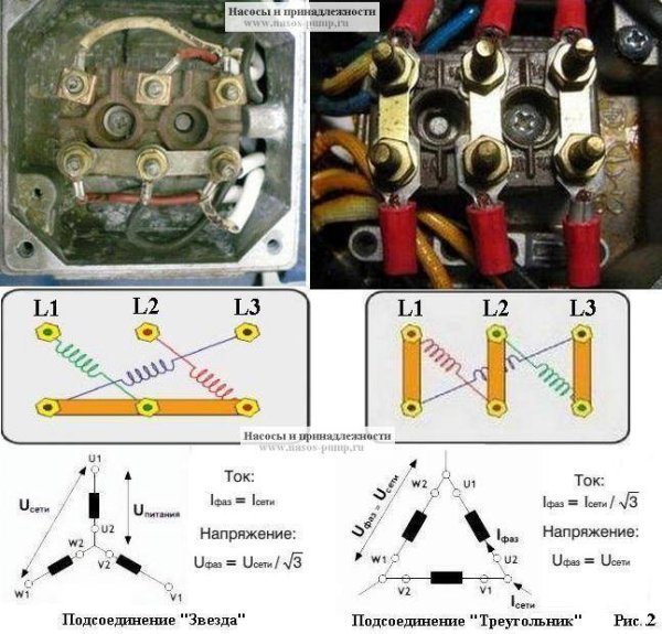 Схема соединения звезда и треугольник электродвигателя