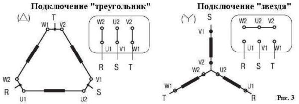 Схема подключения электродвигателя звезда треугольник 380