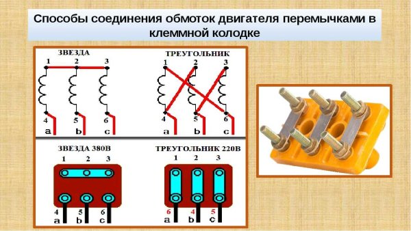 Соединение обмоток трехфазного двигателя