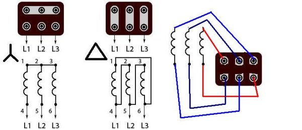 Схема подключения звезда-треугольник трехфазного электродвигателя