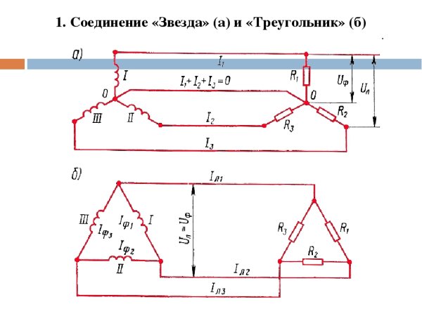 Схема соединения обмоток треугольник