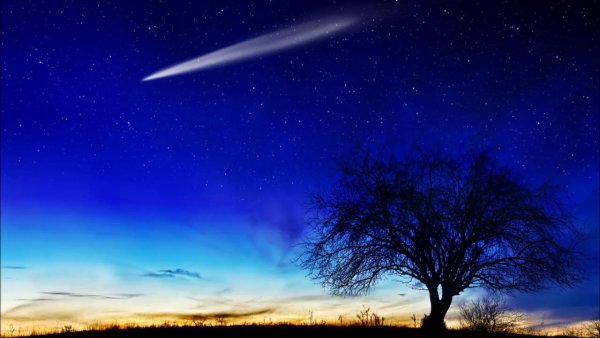 Ночное небо с падающей звездой