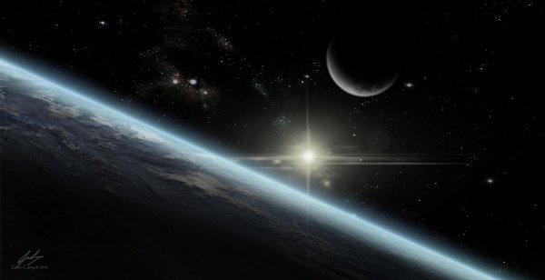 Земля Луна звезды космос