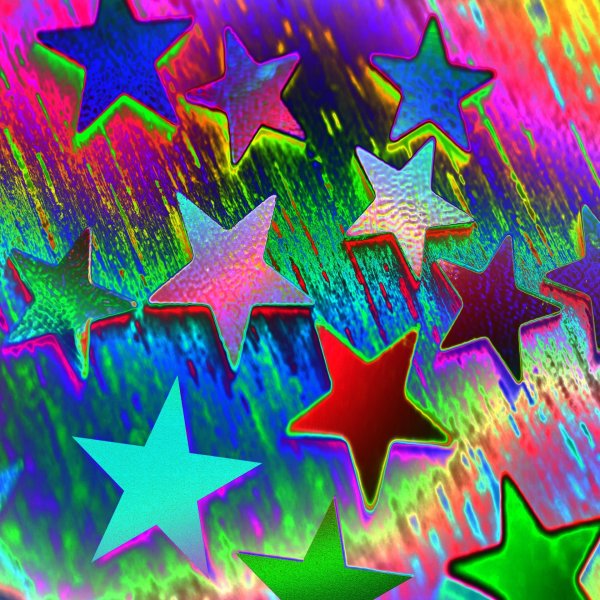 Разноцветные звезды на прозрачном фоне