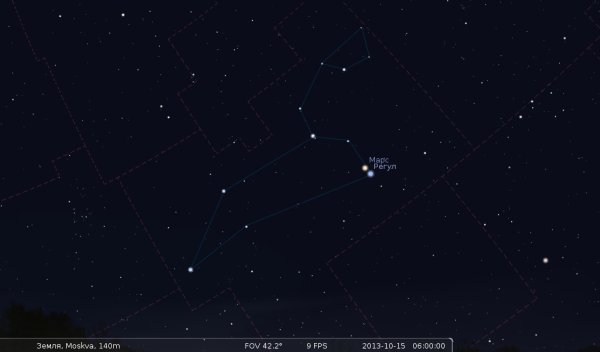 Созвездие Льва на карте звездного неба