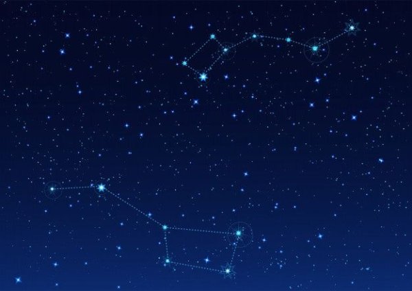 Звездное небо большая Медведица и Полярная звезда