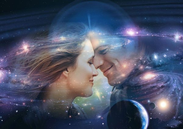 Мужчина и женщина звездное небо