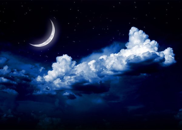 Звездное небо с луной