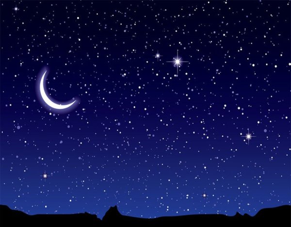 Ночное небо с луной