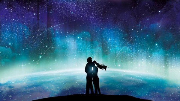 Человек на фоне космоса