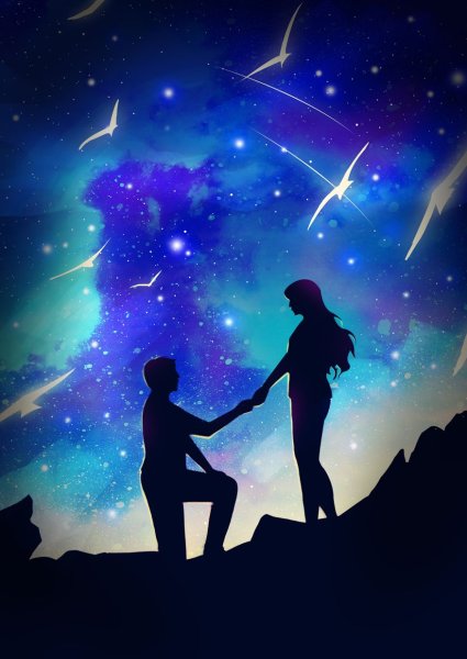Влюбленные под звездным небом