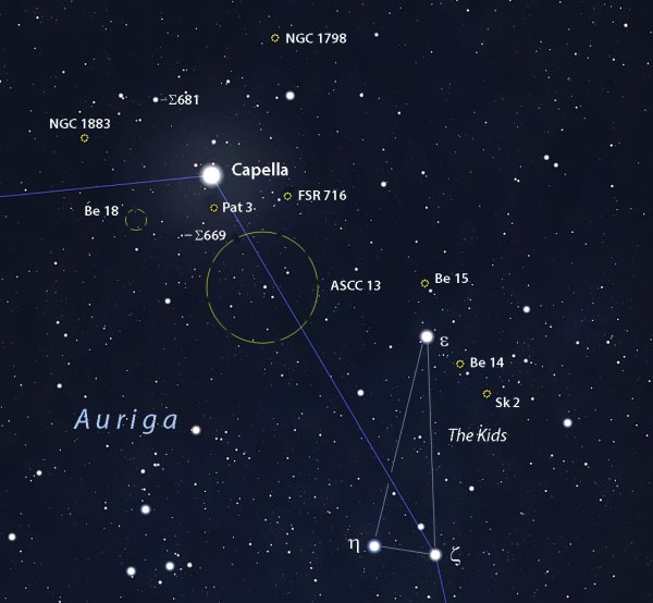 Звезда капелла в телескоп