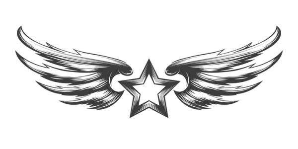 Тату звезда с крыльями
