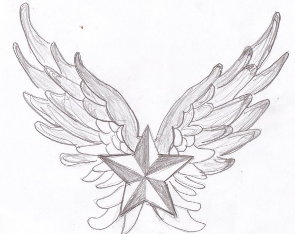 Тату звезда с крыльями