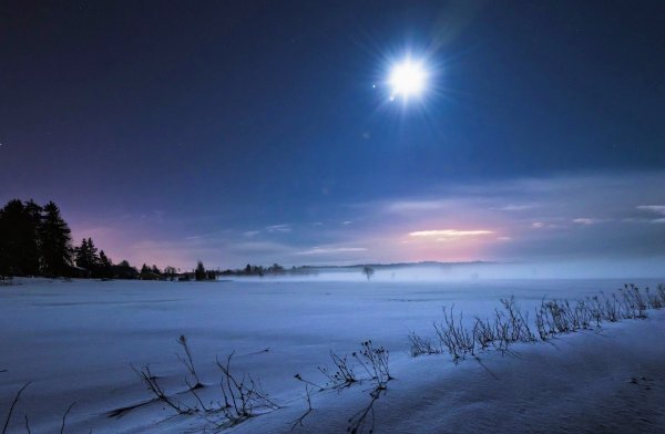 Снежное поле ночью