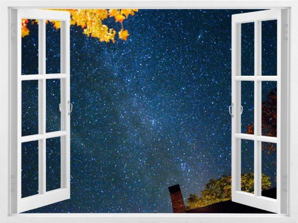 Окно с ночным небом арт