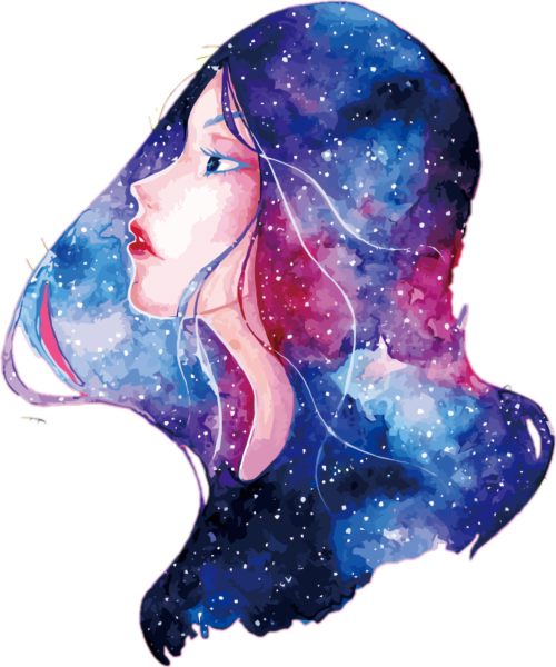 Девушка с космическими волосами