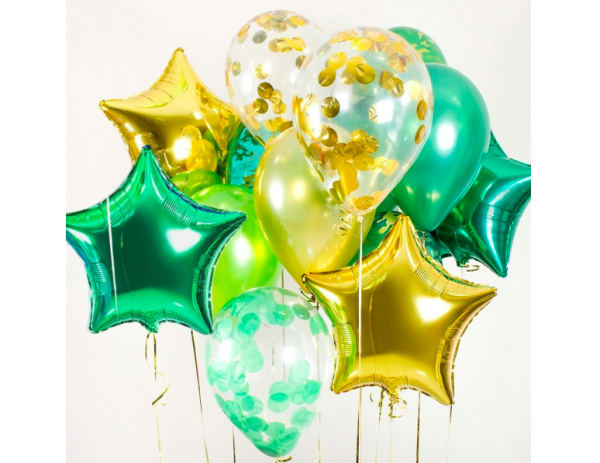 Фонтан с зелеными шарами