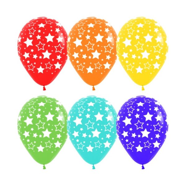 S шар (12''/30 см) звезды, ассорти, пастель, 5 ст, 50 шт.