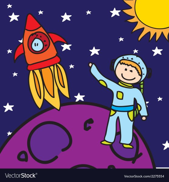 Рисование космонавт и ракета