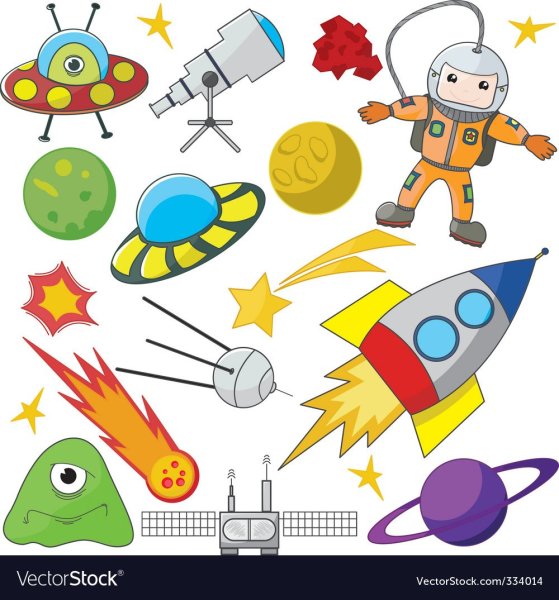 Мультяшная ракета с космонавтом