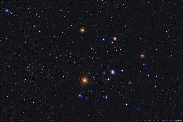 Созвездие Орион с названиями звезд Плеяды