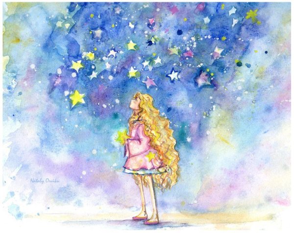 Ночное небо акварелью