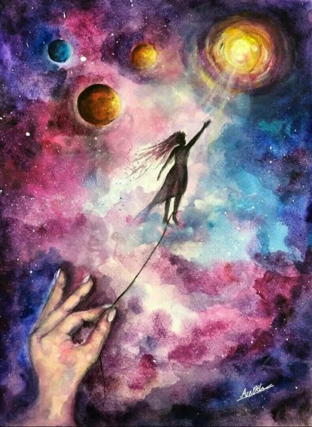 Звездное небо акварель