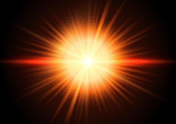 Яркое солнце на прозрачном фоне