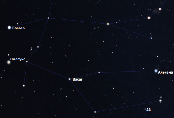 Созвездие Близнецы звезда Кастор