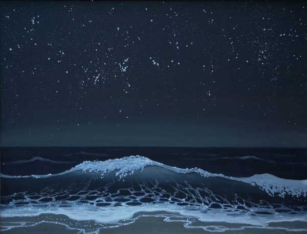 Ночное море волны