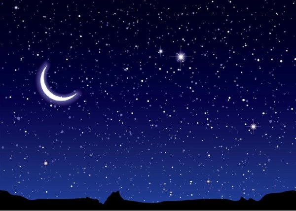 Звездное небо с полумесяцем