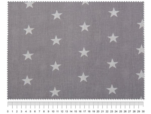 Ткань серые звезды на белом