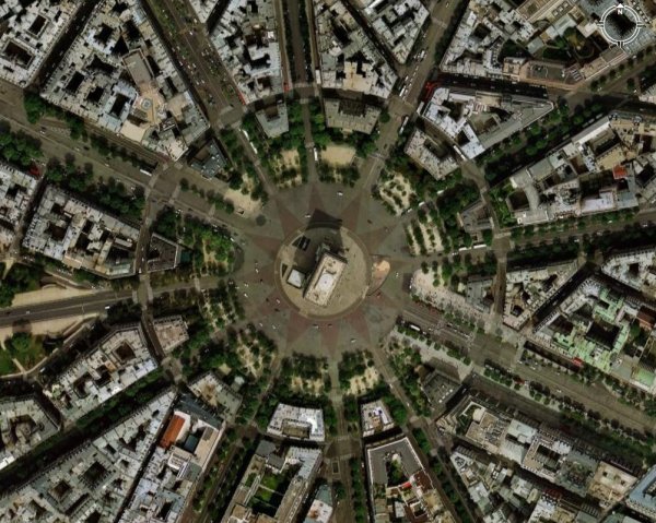 Триумфальная арка Париж с высоты птичьего полета