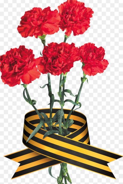 Цветы с георгиевской лентой