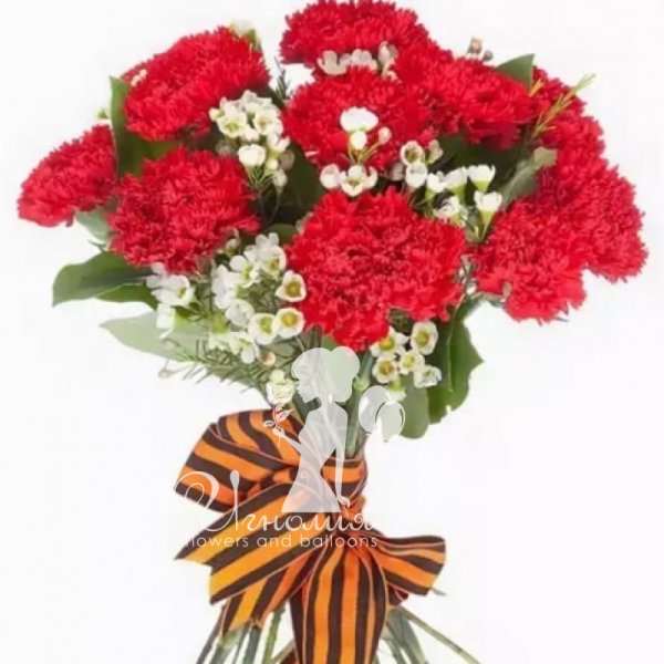 Красные гвоздики на прозрачном фоне