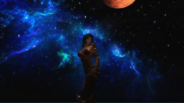 Образ женщины на фоне звездного неба