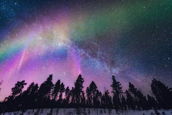 Северное сияние в Финляндии