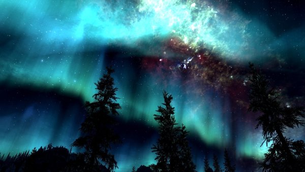 Природа спокойной ночи Северное сияние