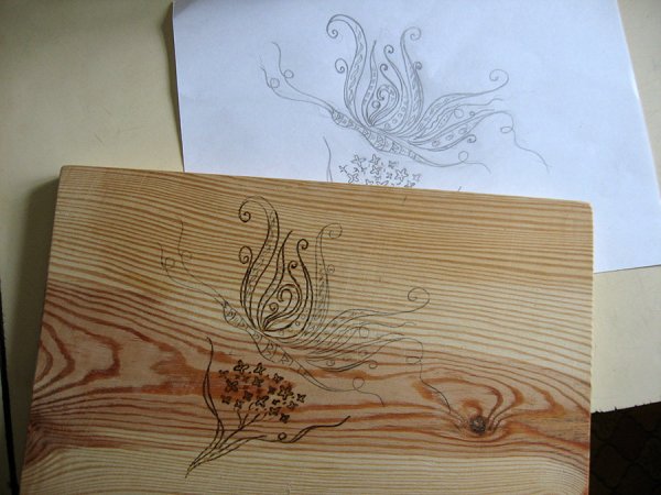 Выжигание по дереву "корабль"