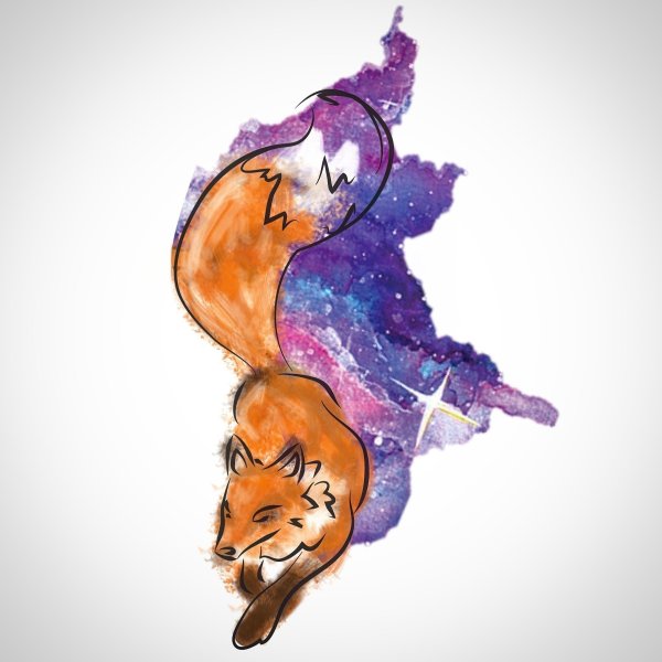 Тату лиса акварель