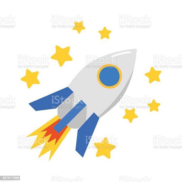 Ракета и звезды на прозрачном фоне