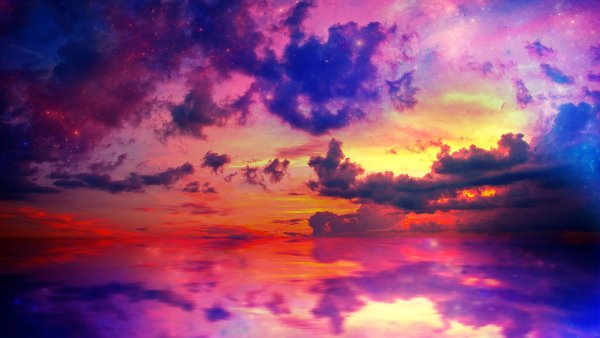 Розовое небо арт